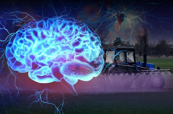 Glüfosaati, üht enim kasutatavat herbitsiidi, pihustatakse põllukultuuridele kogu maailmas. Uus uuring näitab, et glüfosaat võib ajju koguneda, põhjustades Alzheimeri tõvega seotud kahjulikke mõjusid. Graafika autor Jason Drees.