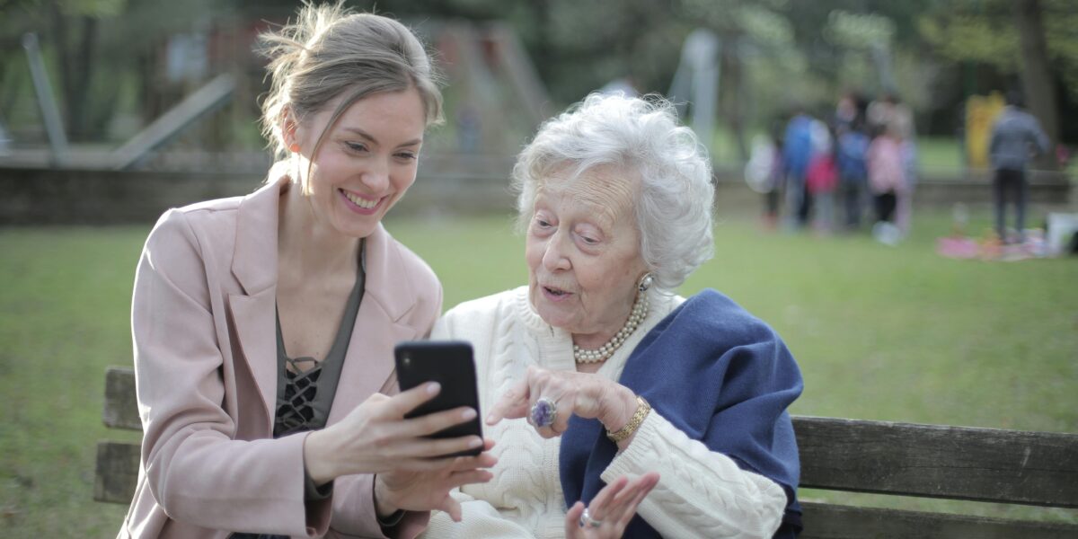 Photo by Andrea Piacquadio: https://www.pexels.com/photo/cheerful-senior-mother-and-adult-daughter-using-smartphone-together-3791664/
