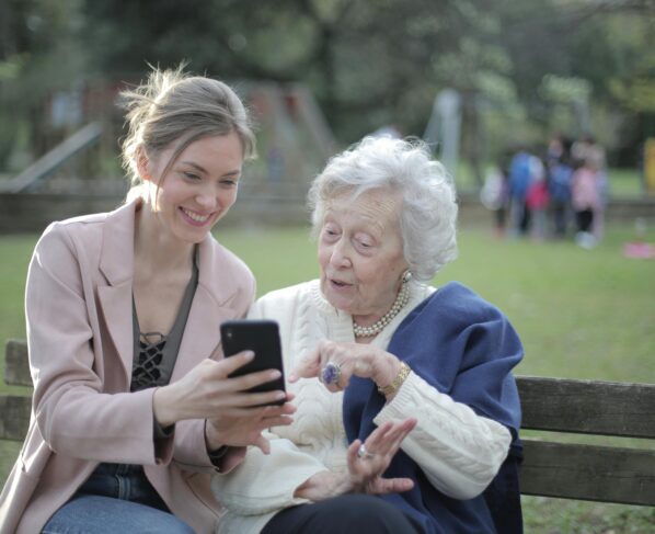 Photo by Andrea Piacquadio: https://www.pexels.com/photo/cheerful-senior-mother-and-adult-daughter-using-smartphone-together-3791664/